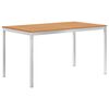 vidaXL Table &agrave; d&icirc;ner de jardin 140x80x75cm Bois de teck massif et inox
