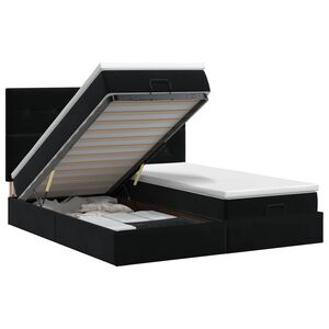 vidaXL Lit ottoman avec matelas avec t&ecirc;te de lit 2 pc Noir Velours
