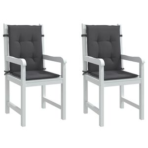 vidaXL Coussins de chaise &agrave; dossier bas lot de 2 anthracite m&eacute;lang&eacute;