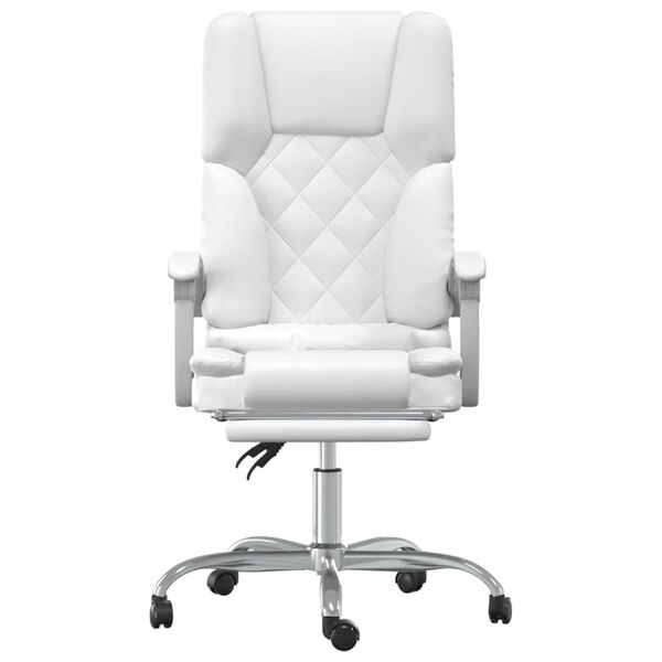 vidaXL Fauteuil de massage inclinable de bureau Blanc Similicuir