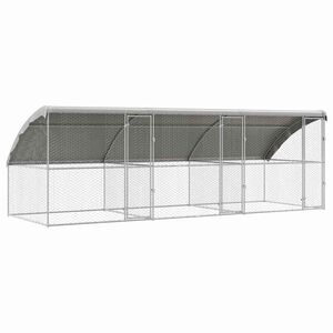 vidaXL Kennel pour Chiens 3 pcs Argent&eacute; 6 x 2 x 2 m Acier galvanis&eacute;