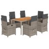 vidaXL Ensemble &agrave; manger de jardin et coussins 7 pcs gris rotin