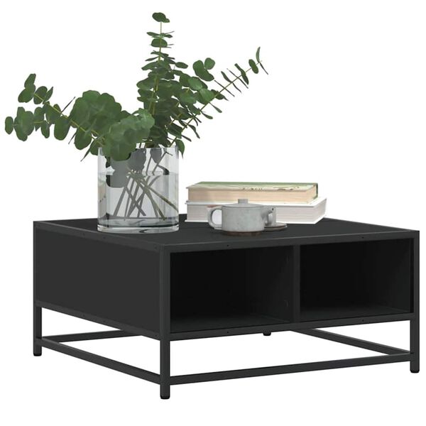 vidaXL Table basse noir 60,5x60,5x30 cm bois d'ing&eacute;nierie et m&eacute;tal