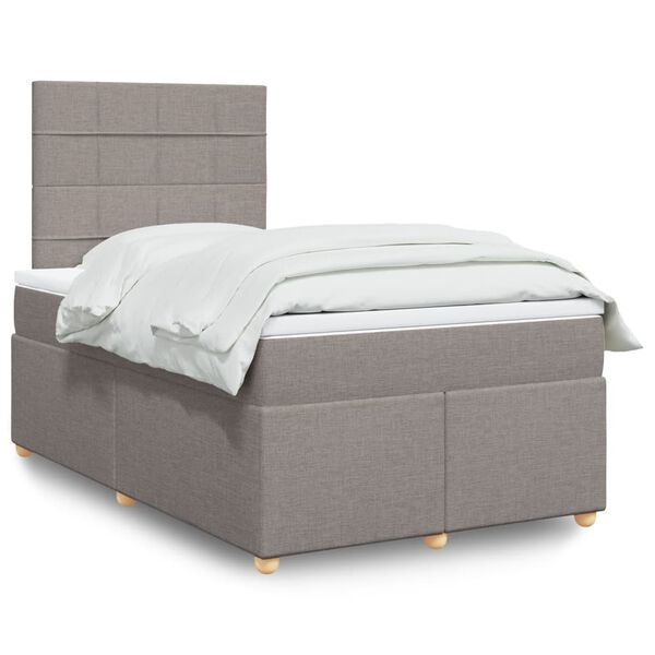 vidaXL Sommier &agrave; lattes de lit avec matelas taupe 120x190 cm tissu