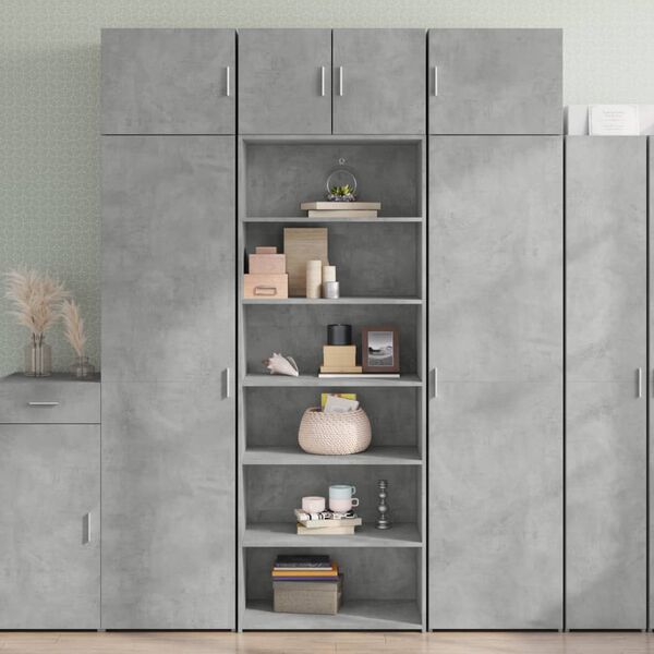vidaXL Buffet haut gris béton 70x41x185 cm bois d'ingénierie