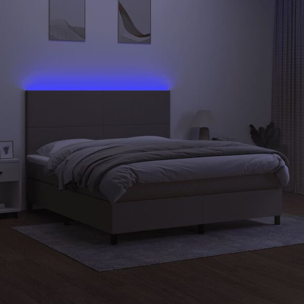 vidaXL Sommier &agrave; lattes de lit et matelas et LED Taupe 180x200cm Tissu