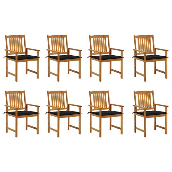 vidaXL Chaises de jardin avec coussins lot de 8 Bois d'acacia solide