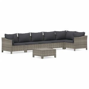 vidaXL Salon de jardin 7 pcs avec coussins Gris R&eacute;sine tress&eacute;e
