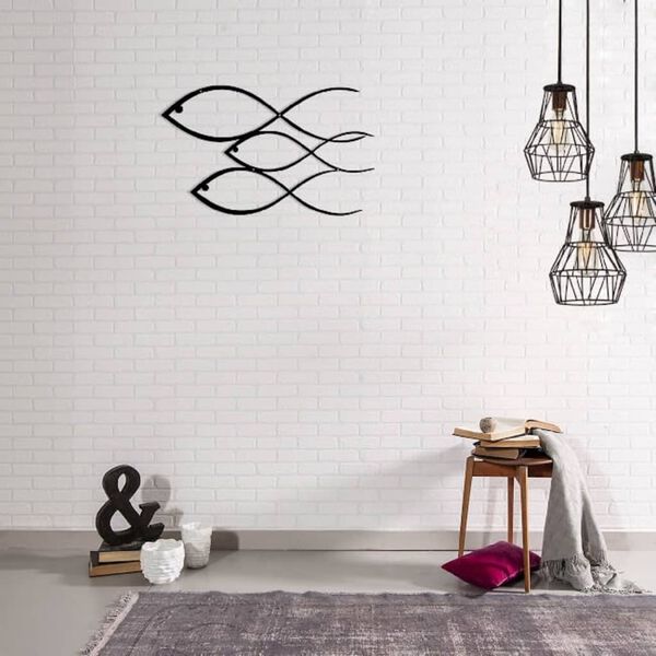 Homemania D&eacute;coration murale Poisson 50x30 cm Acier Noir