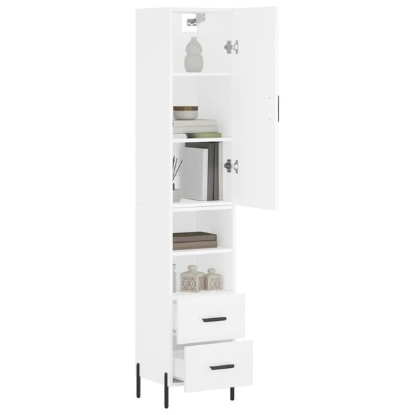 vidaXL Buffet haut Blanc 34,5x34x180 cm Bois d'ingénierie
