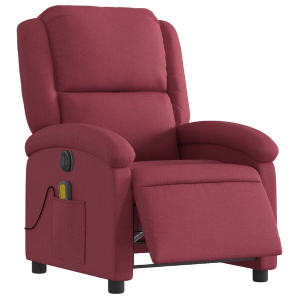 vidaXL Fauteuil de massage inclinable électrique Rouge bordeaux Tissu