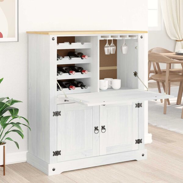vidaXL Cabinet &agrave; vin Blanc 97 x 45 x 114 cm Pin massif