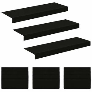vidaXL Tapis d'escalier 15 pc 65 x 21 x 4 cm Noir Polyester