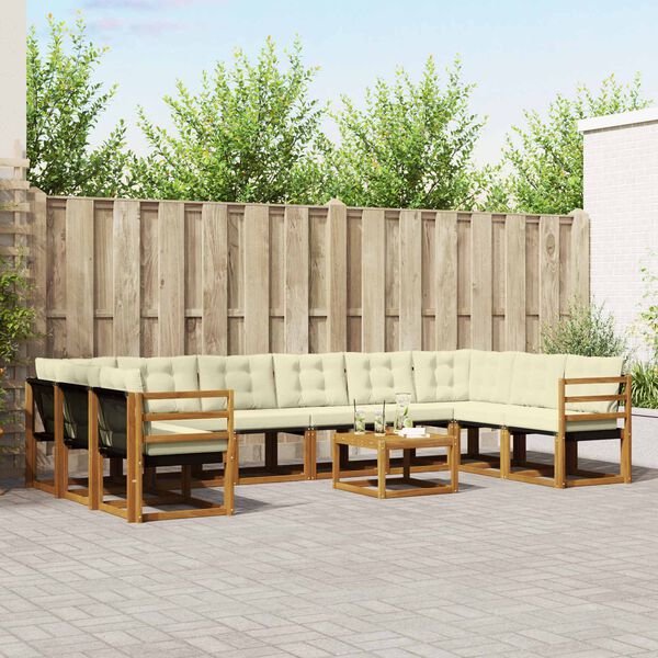 vidaXL Ensemble de canap&eacute;s d'ext&eacute;rieur 11 pcs Naturel et Cr&egrave;me