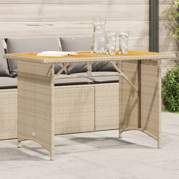 vidaXL Table de jardin avec dessus en bois noir 110x68x70 cm rotin