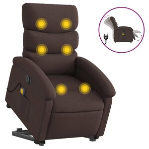 vidaXL Fauteuil inclinable de massage &eacute;lectrique Marron fonc&eacute; Tissu