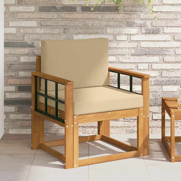 vidaXL Canap&eacute; d&rsquo;ext&eacute;rieur Bois d'acacia massif et polyester Naturel