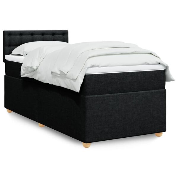 vidaXL Sommier à lattes de lit avec matelas Noir 90x200 cm Tissu