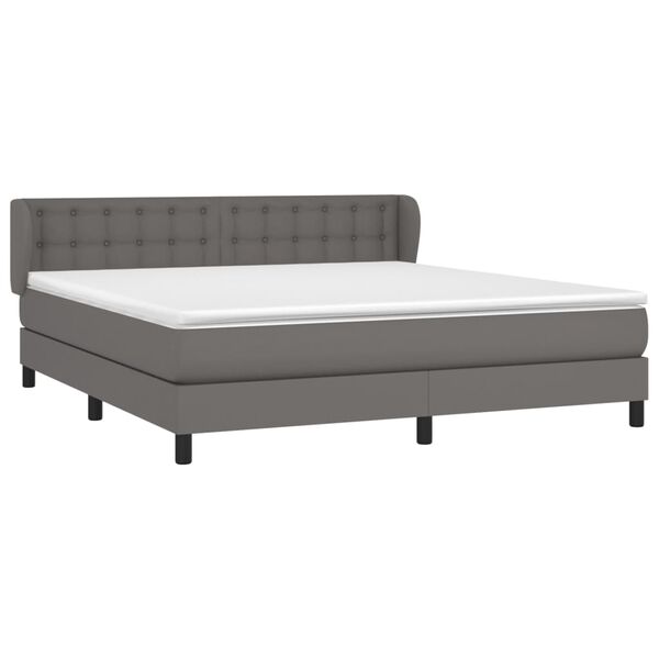 vidaXL Sommier &agrave; lattes de lit avec matelas Gris 160x200 cm Similicuir