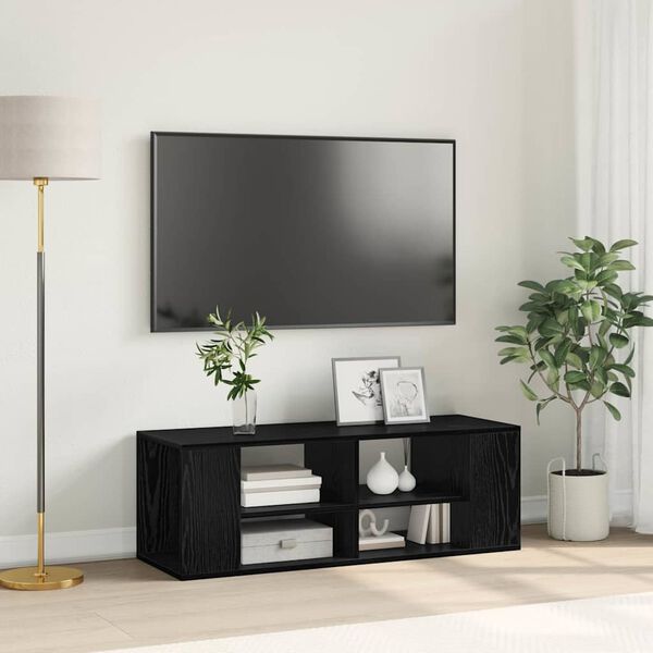 vidaXL Meuble TV mural Ch&ecirc;ne noir 102 x 35 x 35 cm Bois d'ing&eacute;nierie