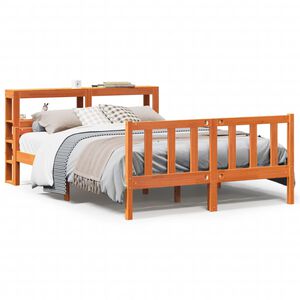vidaXL Cadre de lit et t&ecirc;te de lit sans matelas cire marron 150x200 cm