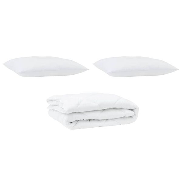 vidaXL Couette avec oreiller 3 pcs Blanc Microfibre
