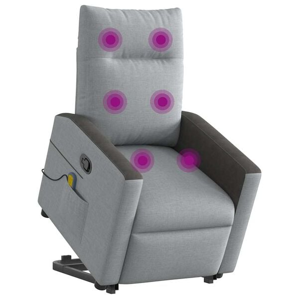 vidaXL Fauteuil de massage inclinable Gris clair Tissu