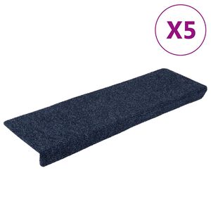 vidaXL Tapis d'escalier autocollants 5 pi&egrave;ces 65 x 21 x 4 cm Anthracite Bord rectangulaire
