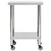 vidaXL Table de travail de cuisine avec roues 60x30x85 cm Inox