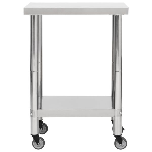 vidaXL Table de travail de cuisine avec roues 60x30x85 cm Inox