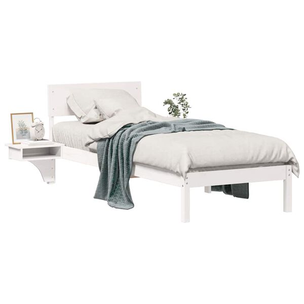 vidaXL Cadre de lit avec tête de lit Blanc 75 x 190 cm Pin massif