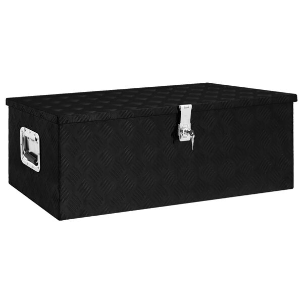 vidaXL Bo&icirc;te de rangement Noir 90x47x33,5 cm Aluminium