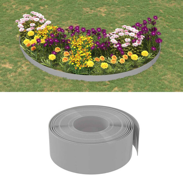 vidaXL Bordures de jardin 3 pcs gris 10 m 20 cm polyéthylène