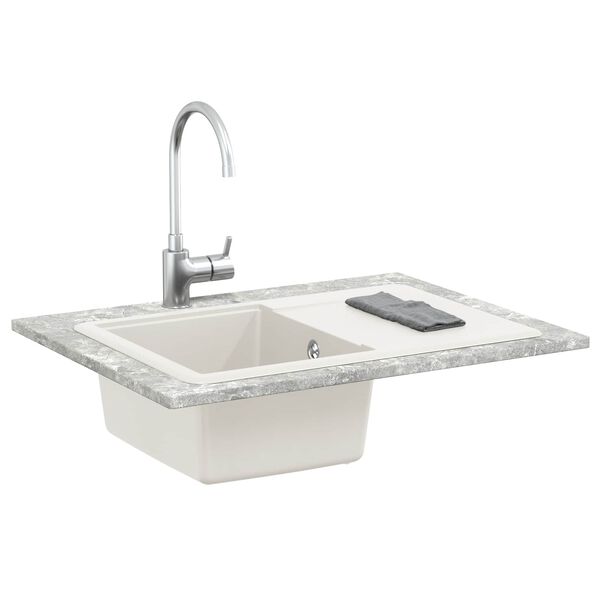 vidaXL &Eacute;vier Blanc 670 x 460 mm 80% Quartz et 20% R&eacute;sine