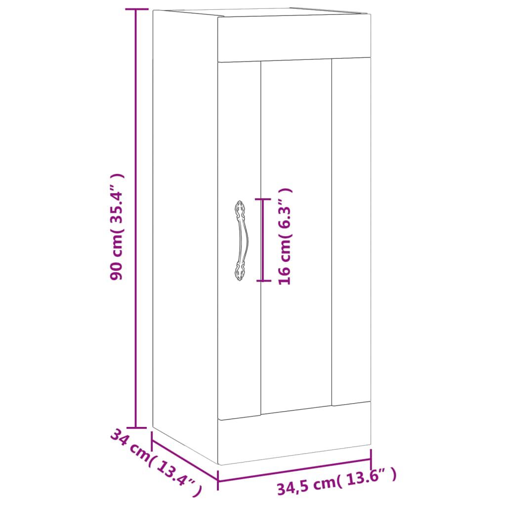 vidaXL Armoire murale gris béton 34,5x34x90 cm