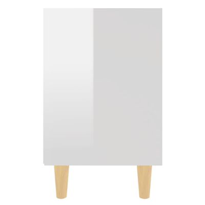 vidaXL Tables de chevet pieds en bois 2 pcs Blanc brillant 40x30x50 cm