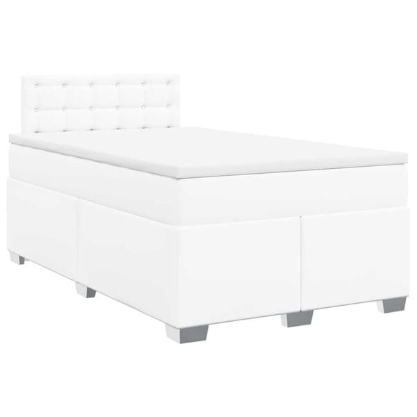 vidaXL Sommier &agrave; lattes de lit avec matelas blanc 120x190cm similicuir