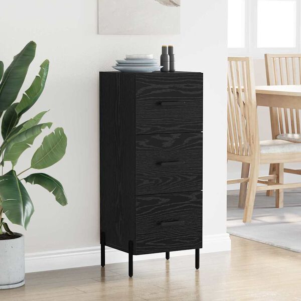 vidaXL Buffet Ch&ecirc;ne noir 34 x 34,5 x 90 cm Bois d'ing&eacute;nierie
