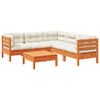 vidaXL Salon de jardin 6 pcs avec coussins cire marron bois pin massif
