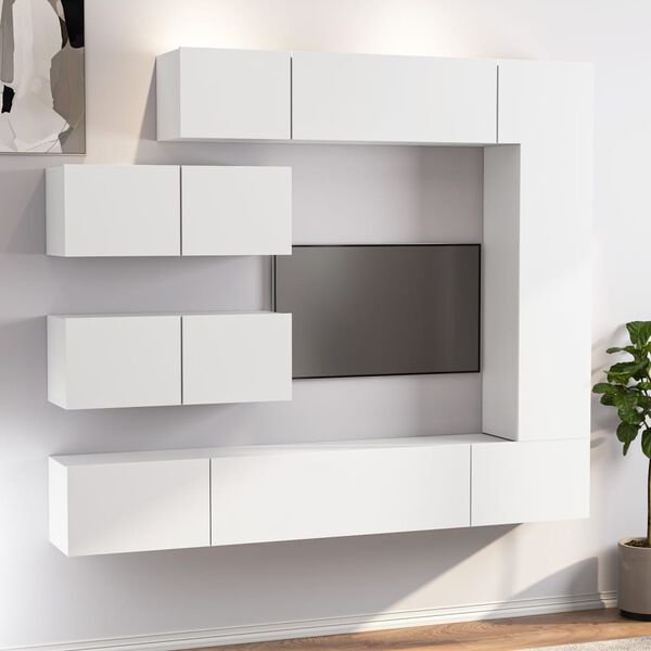 vidaXL Ensemble de meubles TV 7 pcs Blanc Bois d'ing&eacute;nierie