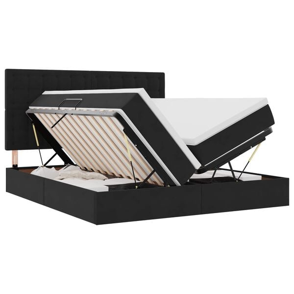 vidaXL Lit de Rangement avec matelas Noir 180 x 200 cm Velours