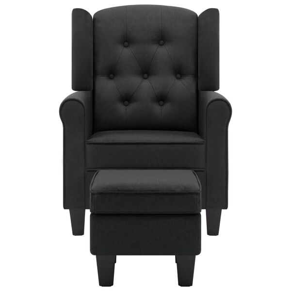 vidaXL Fauteuil avec repose-pied Gris foncé Tissu