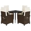 vidaXL Ensemble &agrave; manger de jardin 5 pcs et coussins marron poly rotin