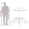 vidaXL Table de pique-nique pour 6 enfants avec parasol hexagone sapin