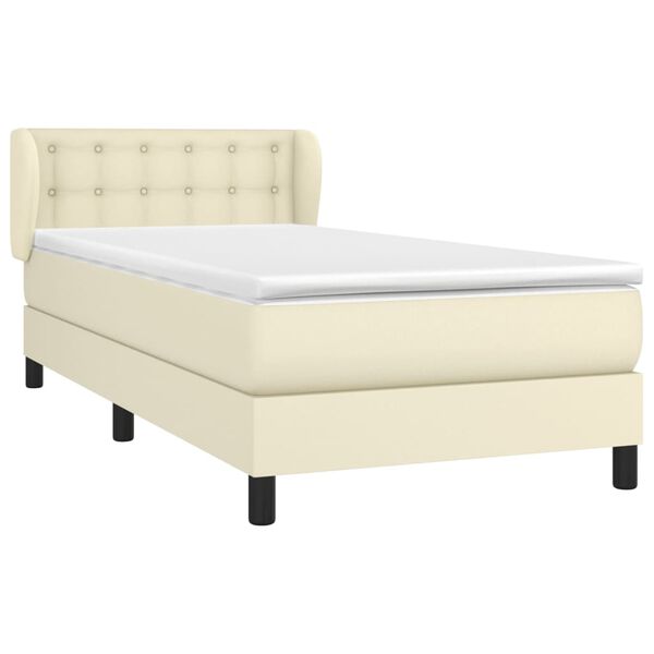 vidaXL Sommier &agrave; lattes de lit avec matelas Cr&egrave;me 90x200 cm Similicuir