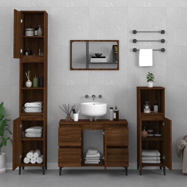 vidaXL Meuble d'évier chêne marron 80x33x60 cm bois d'ingénierie