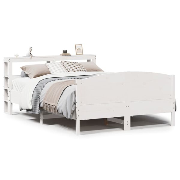 vidaXL Cadre de lit sans matelas blanc 160x200 cm bois de pin massif