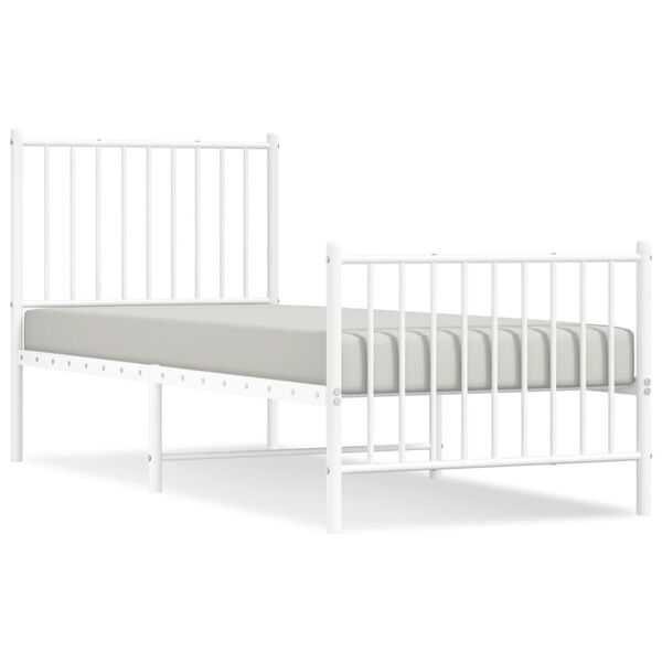 vidaXL Cadre de lit métal sans matelas avec pied de lit blanc 80x200cm