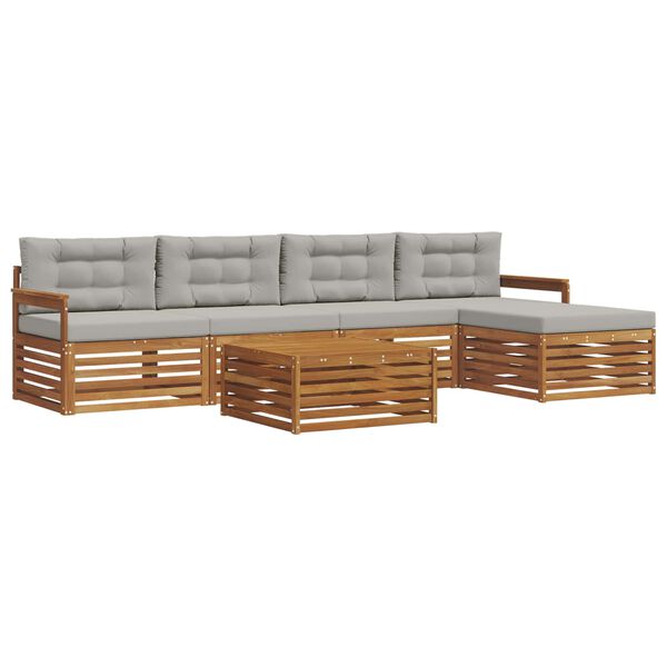 vidaXL Ensemble de canap&eacute;s d'ext&eacute;rieur 6 pcs Gris Naturel et Clair