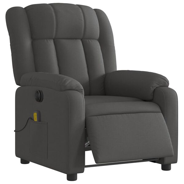 vidaXL Fauteuil inclinable de massage &eacute;lectrique gris fonc&eacute; tissu